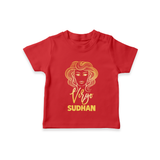 Virgo Zodiac Maiden Symbol Printed T shirt - RED - 0-5 Months Old (Chest 17")