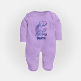 Aquarius Water Bearer Zodiac Symbol PrintedFullbody Suit - LILAC - New Born (Chest 7.5")