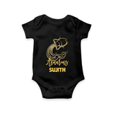 Aquarius Water Bearer Zodiac Symbol Printed Romper - BLACK - New Born (Chest 14")