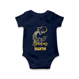 Aquarius Water Bearer Zodiac Symbol Printed Romper - NAVY BLUE - New Born (Chest 14")