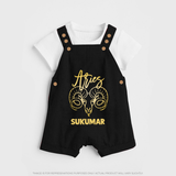 Aries Ram Zodiac Symbol Printed Dungaree - BLACK - 0 - 5 Months Old (Chest 18")