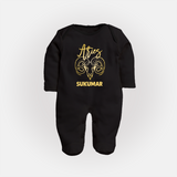 Aries Ram Zodiac Symbol PrintedFullbody Suit - BLACK - New Born (Chest 7.5")