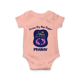 Cancer Cuddle Star Zodiac Printed Baby Romper - PEACH - New Born (Chest 14")