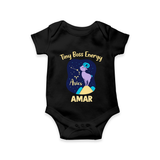 Taurus Little Bull Zodiac Printed Baby Romper - BLACK - New Born (Chest 14")