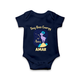 Taurus Little Bull Zodiac Printed Baby Romper - NAVY BLUE - New Born (Chest 14")