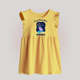 Gemini Twin Stars Zodiac Printed Baby Frock - PASTEL YELLOW - 0 - 3 Months Old (Chest 17")