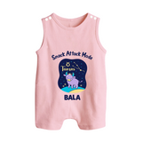 Gemini Twin Stars Zodiac Printed Baby Button Romper - BABY PINK - New Born (Chest 18")