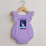 Gemini Twin Stars Zodiac Printed Baby Romper Frock - LILAC - 0 - 3 Months Old (Chest 19")