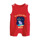 Gemini Twin Stars Zodiac Printed Baby Button Romper - RED - New Born (Chest 18")