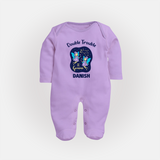 Leo Royal Lion Zodiac Printed BabyFullbody Suit - LILAC - New Born (Chest 7.5")