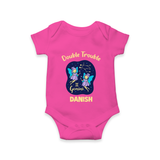 Leo Royal Lion Zodiac Printed Baby Romper - HOT PINK - New Born (Chest 14")