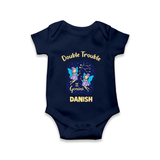 Leo Royal Lion Zodiac Printed Baby Romper - NAVY BLUE - New Born (Chest 14")