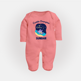 Virgo Little Star Zodiac Printed BabyFullbody Suit - PEACH - New Born (Chest 7.5")