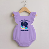 Virgo Little Star Zodiac Printed Baby Romper Frock - LILAC - 0 - 3 Months Old (Chest 19")