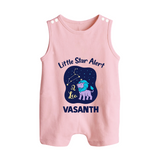 Sagittarius Adventure Zodiac Printed Baby Button Romper - BABY PINK - New Born (Chest 18")