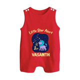 Sagittarius Adventure Zodiac Printed Baby Button Romper - RED - New Born (Chest 18")