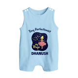 Pisces Dreamy Fish Zodiac Printed Baby Button Romper - BABY BLUE - New Born (Chest 18")