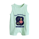 Pisces Dreamy Fish Zodiac Printed Baby Button Romper - MINT GREEN - New Born (Chest 18")