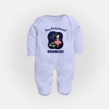 Pisces Dreamy Fish Zodiac Printed BabyFullbody Suit - BABY BLUE - New Born (Chest 7.5")