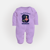 Pisces Dreamy Fish Zodiac Printed BabyFullbody Suit - LILAC - New Born (Chest 7.5")