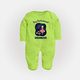 Pisces Dreamy Fish Zodiac Printed BabyFullbody Suit - LIME GREEN - New Born (Chest 7.5")