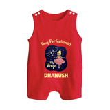 Pisces Dreamy Fish Zodiac Printed Baby Button Romper - RED - New Born (Chest 18")