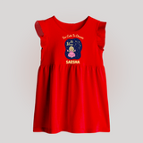 Libra Cute Balance Zodiac Printed Baby Frock - RED - 0 - 3 Months Old (Chest 17")