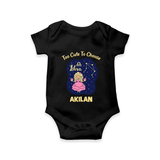 Libra Cute Balance Zodiac Printed Baby Romper - BLACK - New Born (Chest 14")