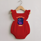 Scorpio Mini Warrior Zodiac Printed Baby Romper Frock - RED - 0 - 3 Months Old (Chest 19")