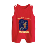 Capricorn Future Leader Zodiac Printed Baby Button Romper - RED - New Born (Chest 18")