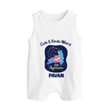 Cancer Cuddle Star Zodiac Printed Baby Button Romper - WHITE - New Born (Chest 18")