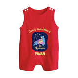 Cancer Cuddle Star Zodiac Printed Baby Button Romper - RED - New Born (Chest 18")
