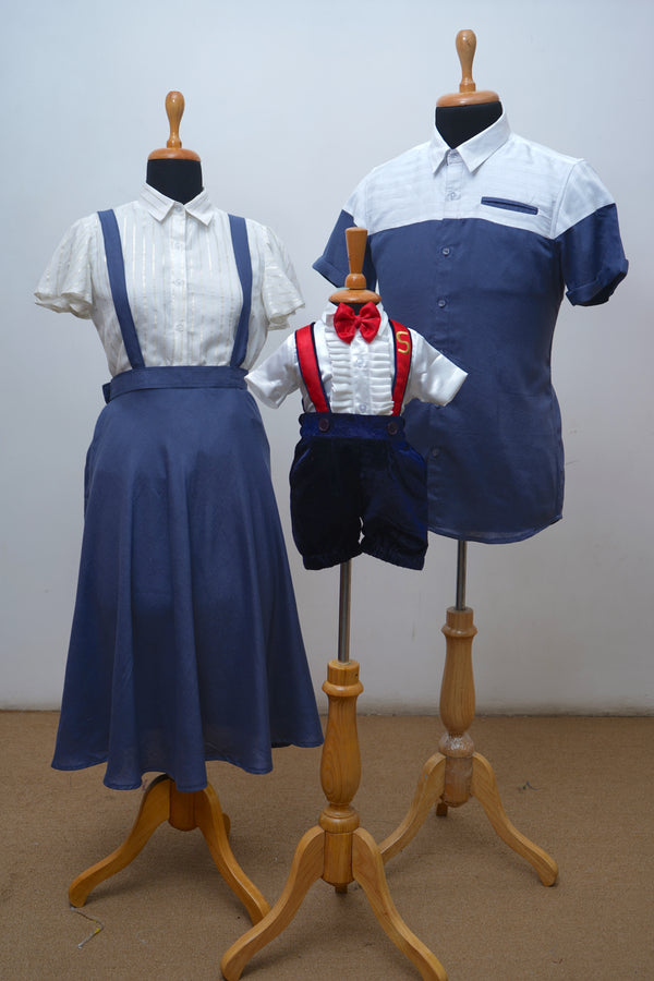 Uniform Blue With White Cotton Family Combo