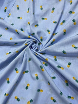 Sky Blue Pineapple Print Maternity Dress – Soft Cotton Everyday Comfort Wear