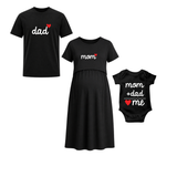 Dad Mom Me Personalized Family Combo T-Shirt Set Black