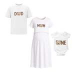 Mom Dad Baby Bear Matching White Family T-Shirt & Baby Romper Combo Set White