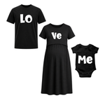 Love Family Matching White T-Shirt & Baby Romper Set Dad Mom Baby Combo Black