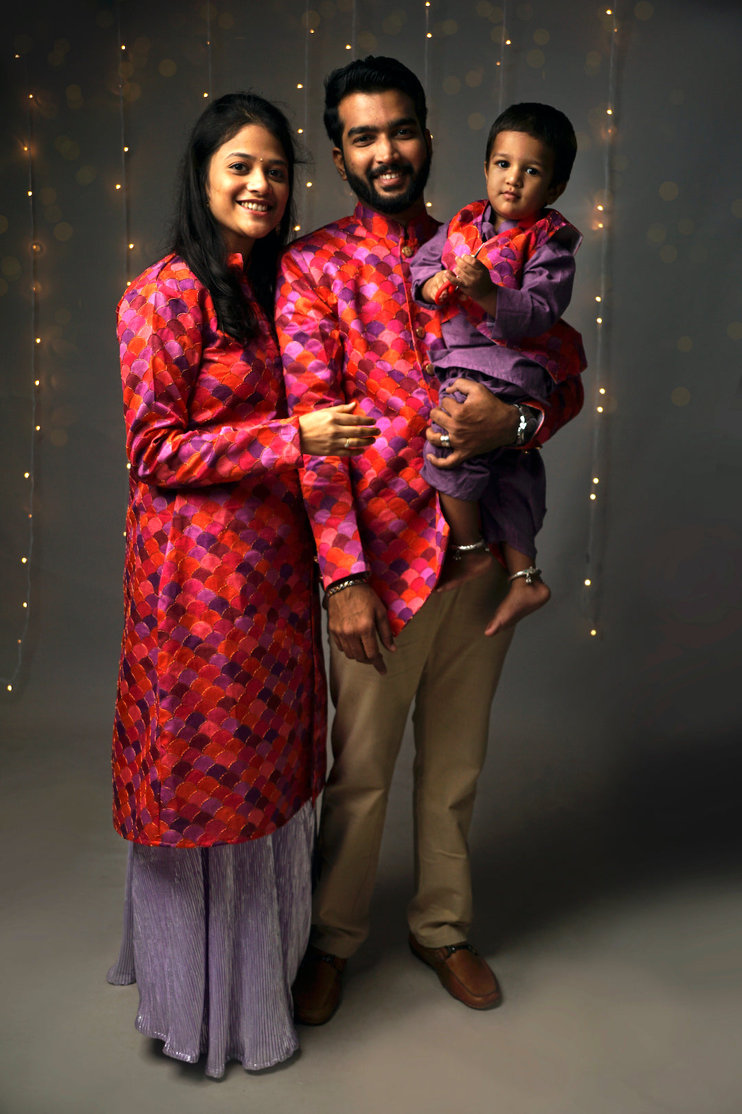 Red Violet Chevron Family Matching Outfit – Ethnic Festive Wear