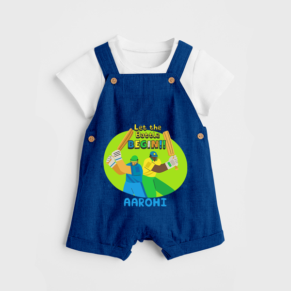 "Let the Battle BEGIN" Customisecd Dungaree - BLUE - 0 - 3 Months Old (Chest 17")
