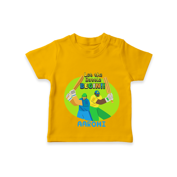"Let the Battle BEGIN" Customisecd Tee - CHROME YELLOW - 0 - 5 Months Old (Chest 17")