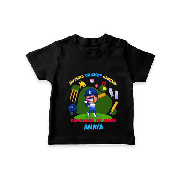 "Future cricket legend" Kids' Customisable T-Shirt - BLACK - 0 - 5 Months Old (Chest 17")