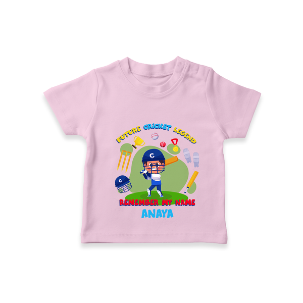 "Future cricket legend" Kids' Customisable T-Shirt - PINK - 0 - 5 Months Old (Chest 17")