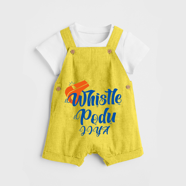 "Whistle Podu" Kids' Customisable Dungaree - YELLOW - 0 - 3 Months Old (Chest 17")