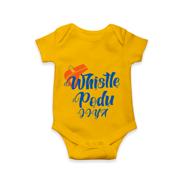 "Whistle Podu" Kids' Customisable Romper - CHROME YELLOW - 0 - 3 Months Old (Chest 16")