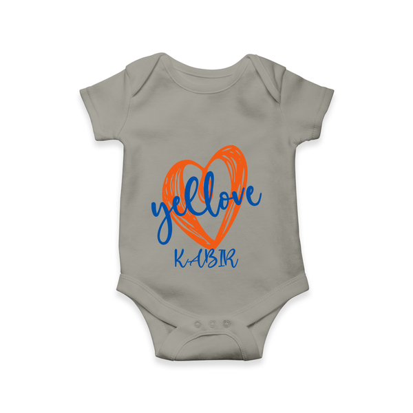 "Yellove" Themed Customisecd Romper - GREY - 0 - 3 Months Old (Chest 16")