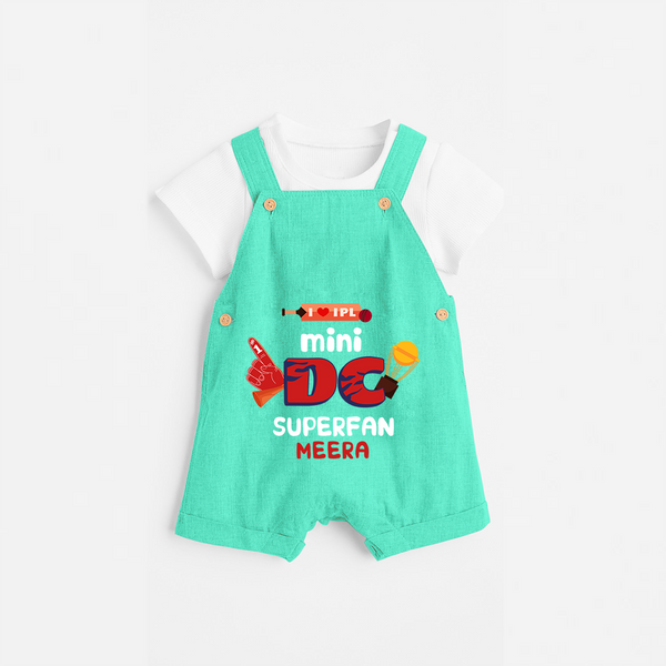 "Mini DC SuperFan" Kids' Customisable Dungaree - AQUA GREEN - 0 - 3 Months Old (Chest 17")