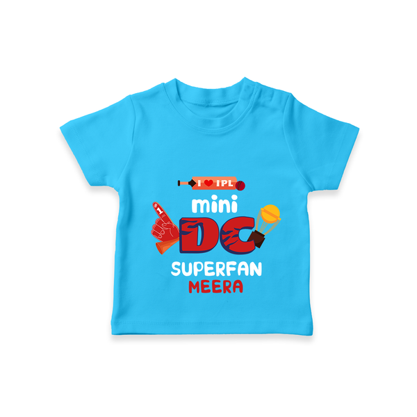 "Mini DC SuperFan" Kids' Customisable T-Shirt - SKY BLUE - 0 - 5 Months Old (Chest 17")
