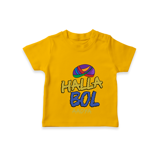 "Halla Bol" Customisecd Tee For Kids - CHROME YELLOW - 0 - 5 Months Old (Chest 17")
