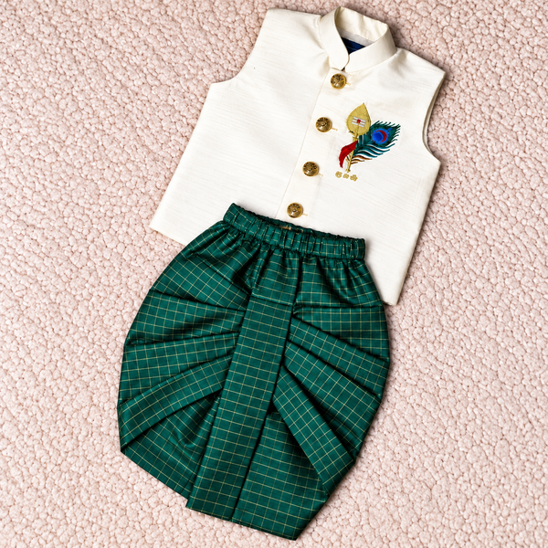 Emerald Green Embroidered Ethnic Dhoti Set