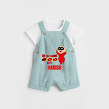 Celebrate your Little One's 100 days Birthday with "My Incredible 100 Days" Themed Personalized Dungaree set - ARCTIC BLUE - 0 - 5 Months Old (Chest 17")